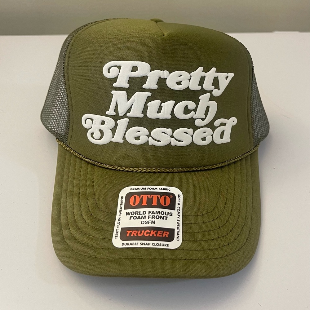 OTTO Olive Green Trucker Hat with White Text